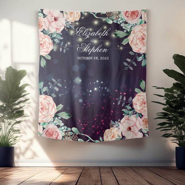 Tenture Fond de photomaton de mariage floral violet scinti (Créateur téléchargé)