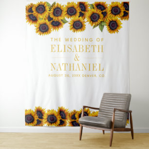 Tenture Fond de photomaton de mariage rustique tournesols