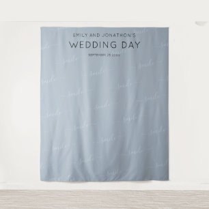 Tenture Fond de photomaton de mariage typographie bleu pou