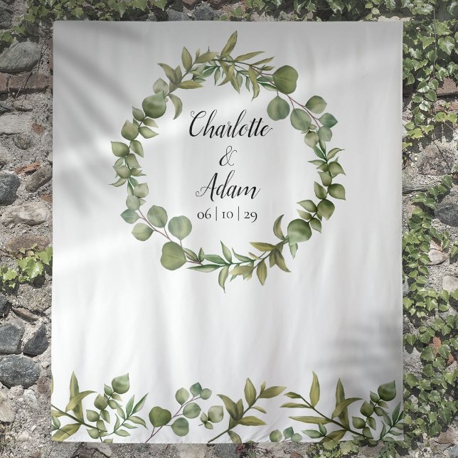 Tenture Fond de photomaton de mariage verdure de bois (Woodland Greenery Wedding Photo Booth Backdrop)