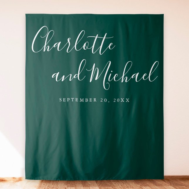Tenture Fond de photomaton de mariage vert émeraude avec é (Créateur téléchargé)
