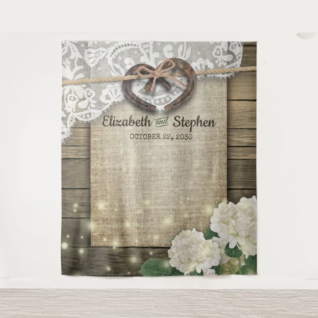 Tenture Fond de photomaton en bois d'Hydrangea avec dentel (Devant)