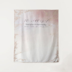 Tenture Fond de photomaton en feuille métallisée rose givr