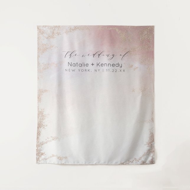 Tenture Fond de photomaton en feuille métallisée rose givr (Devant)