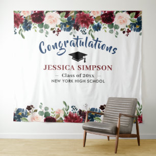 Tenture Fond de photomaton floral Burgundy Navy Blush