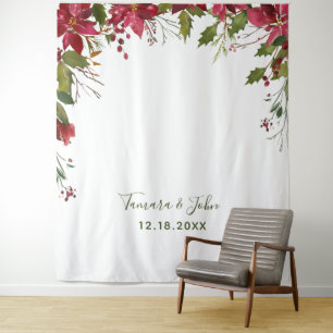 Tenture Fond de photomaton floral Poinsettia de Noël
