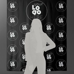 Tenture Fond de photomaton noir à logo répétitif