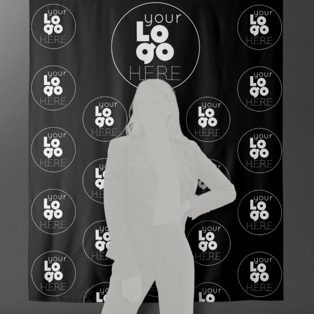 Tenture Fond de photomaton noir à logo répétitif (Créateur téléchargé)