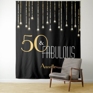 Tenture Fond de photomaton personnalisé noir or pour anniv