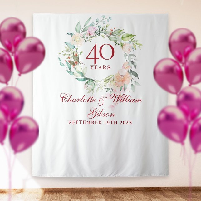 Tenture Fond de photomaton pour les 40 ans de mariage Rose (Créateur téléchargé)