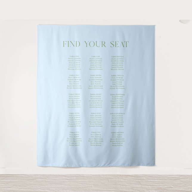 Tenture Fond de plan de table de mariage bleu et vert saug (Devant)