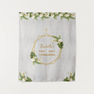 Tenture Fond de Première Communion Marbre Doré Callas