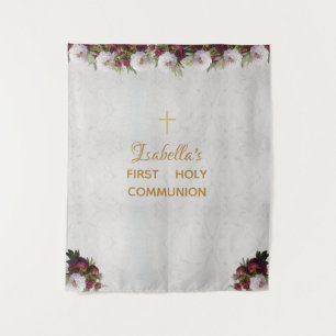 Tenture Fond de Première Communion Pivoines Bourgeois Ma