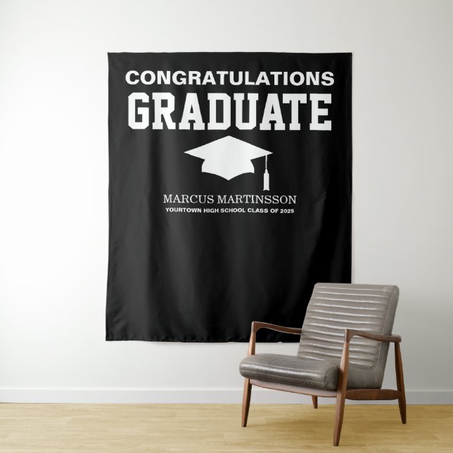 Tenture Fond de présentation de diplôme photo noir 3 (En situation)