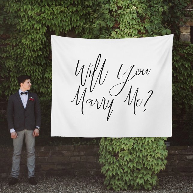 Tenture Fond de proposition de mariage blanc Acceptes-tu d (White Proposal Backdrop Will You Marry Me
)