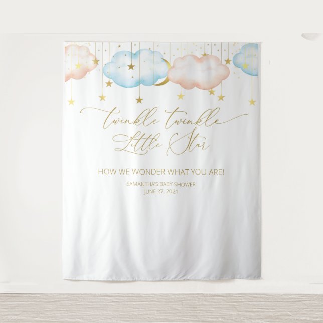 Tenture Fond de révélation de genre, Lune et Étoiles (Devant)