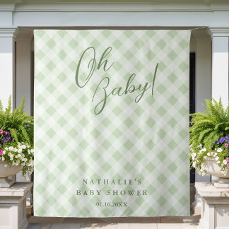 Tenture Fond de salle pour Baby Shower au motif gingham ve
