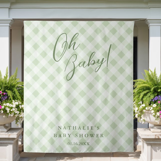 Tenture Fond de salle pour Baby Shower au motif gingham ve (Créateur téléchargé)