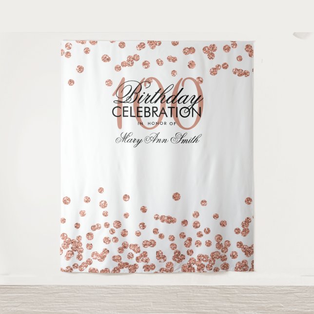 Tenture Fond de scène 100e anniversaire Rose Gold Blanc Co (Devant)