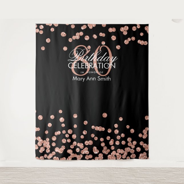 Tenture Fond de scène 80e anniversaire rose gold noir conf (Devant)