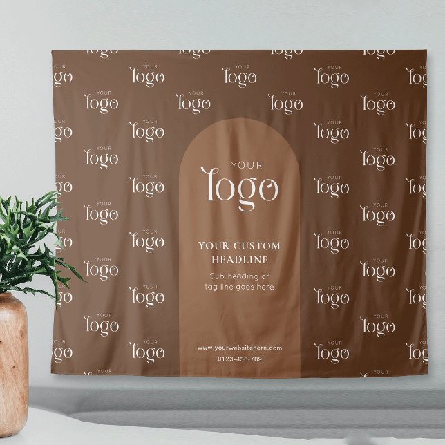 Tenture Fond de scène à motifs et logo en terre cuite Boho (Créateur téléchargé)