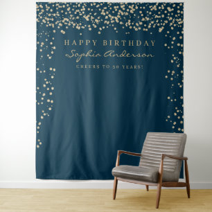 Tenture Fond de scène anniversaire confettis Glam Gold tou