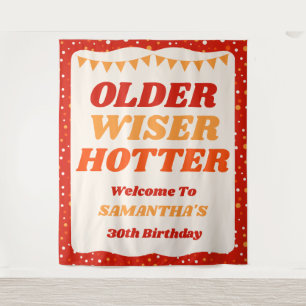 Tenture Fond de scène anniversaire rouge rétro Older Wiser