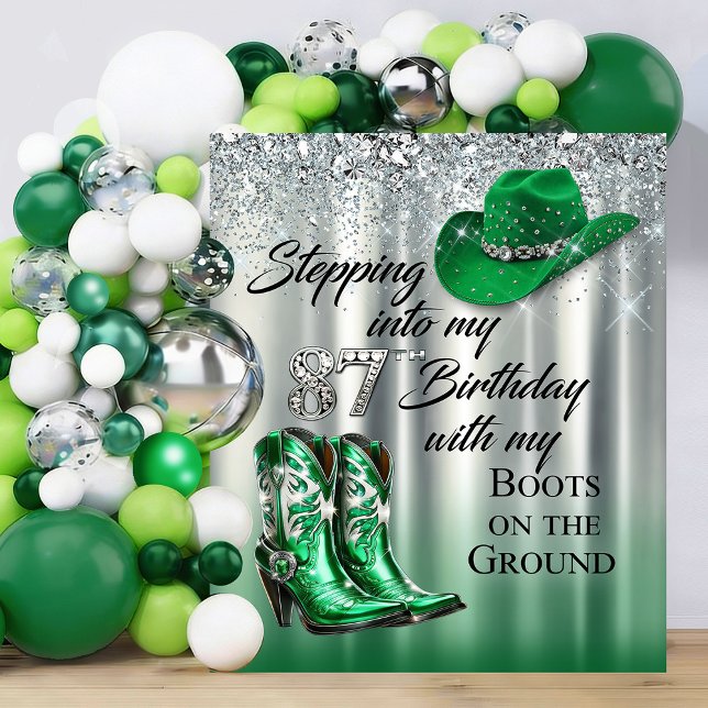 Tenture Fond de scène d'anniversaire Boots on the Ground (Time to party with your boots on the ground!)