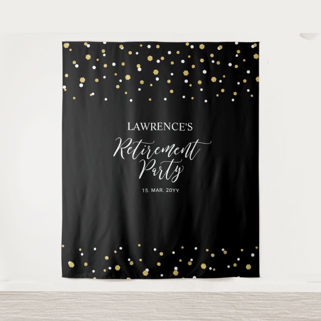 Tenture Fond de scène de fête de retraite avec confettis d (Devant)