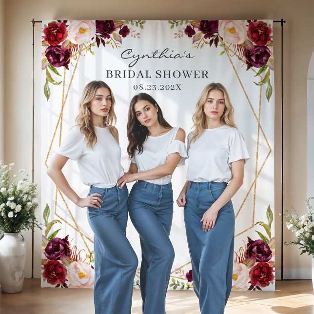 Tenture Fond de scène de mariage floral géométrique de Bou (Créateur téléchargé)