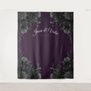 Tenture Fond de scène de mariage gothique Rose noire viole
