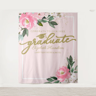 Tenture Fond de scène de remise de diplômes floral fuchsia