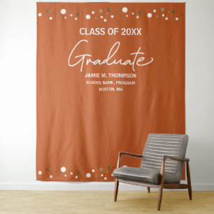 Tenture Fond de scène d'école Orange Or classe Confetti po