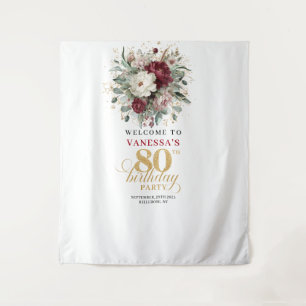 Tenture Fond de scène élégant rose bordeaux pour 80e anniv