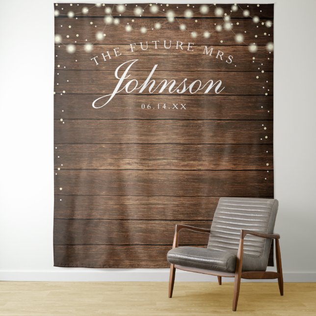 Tenture Fond de scène en bois rustique - Future Mme toile  (En situation)