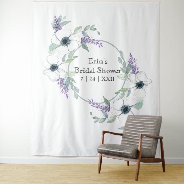 Tenture Fond de scène floral blanc pour la douche de marié (En situation)