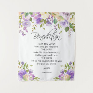 Tenture Fond de scène floral violet PRIÈRE Église Mariage