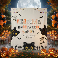 Fond de scène Halloween avec chat noir mignon