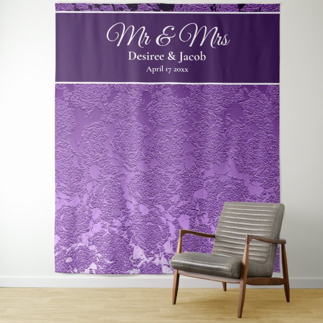 Tenture Fond de scène M. et Mme Lavande Violet Blanc (En situation)
