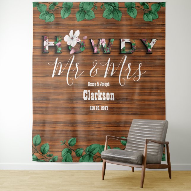 Tenture Fond de scène mural en bois rustique eucalyptus Ho (En situation)