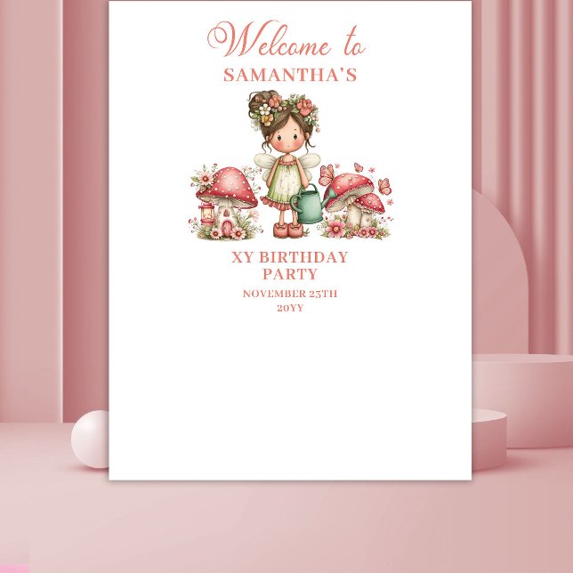 Tenture Fond de scène pour anniversaire de fille, fleurs r (Cute Fairy Pink Floral Girl Birthday Backdrop)