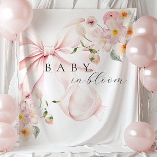 Tenture Fond de scène pour baby shower Bébé rose en fleurs