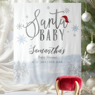 Tenture Fond de scène pour Baby Shower de Noël Santa Baby 