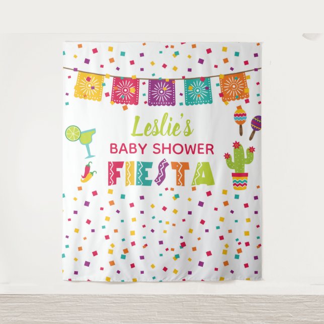Tenture Fond de scène pour Baby Shower Fiesta - BL (Devant)