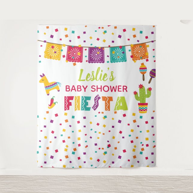 Tenture Fond de scène pour Baby Shower Fiesta - Piñata BL (Devant)