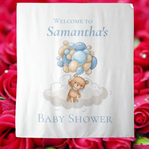 Tenture Fond de scène pour Baby Shower Ourson en Ballons B