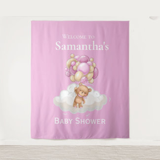 Tenture Fond de scène pour Baby Shower Ourson en peluche B