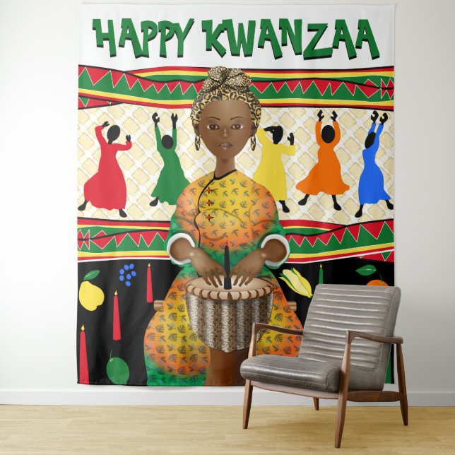 Tenture Fond de scène pour la fête de Kwanzaa des Afro-Amé (En situation)
