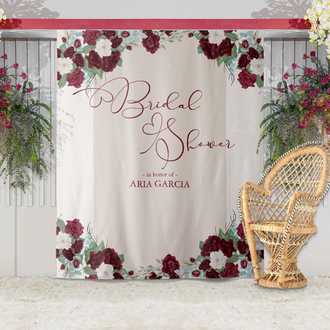 Tenture Fond de scène pour mariage Royal Rose Burgundy Flo (Créateur téléchargé)