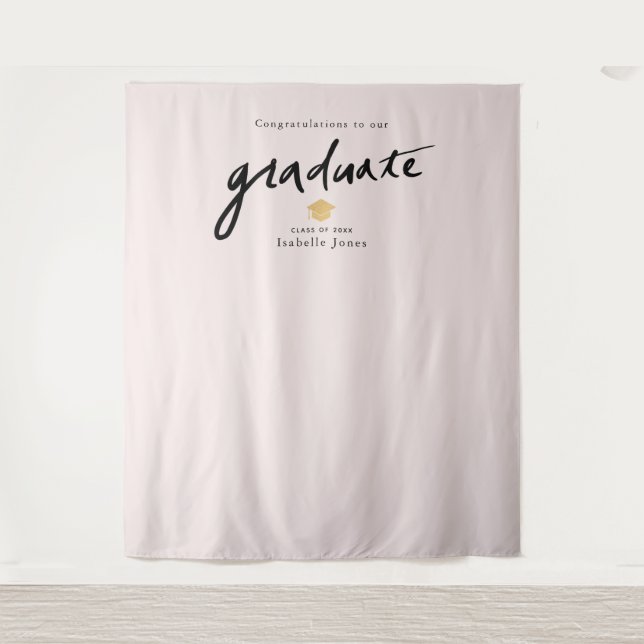 Tenture Fond de scène Prop Manuscrit Rose Diplômé (Devant)